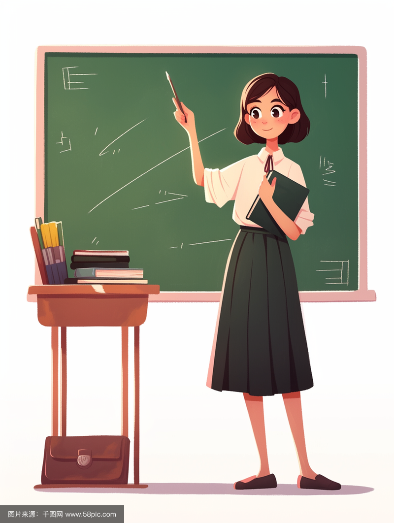 女老师与教鞭的课堂时光